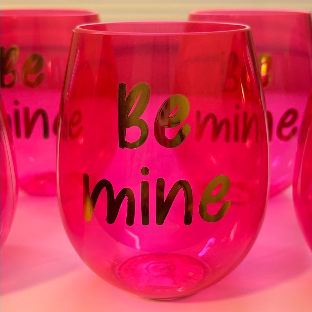 Valentine's Day Stemless Hot Pink Cups, 18 oz.(Set of 5 cups)
